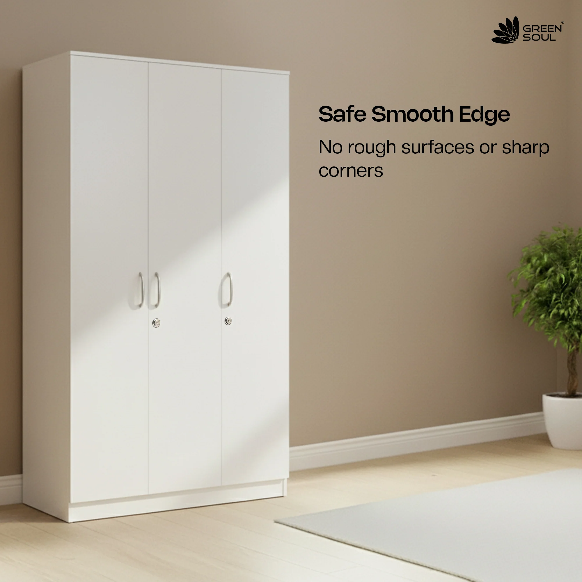Green Soul Renewed Merlin 3-Door Wardrobe - Image 26