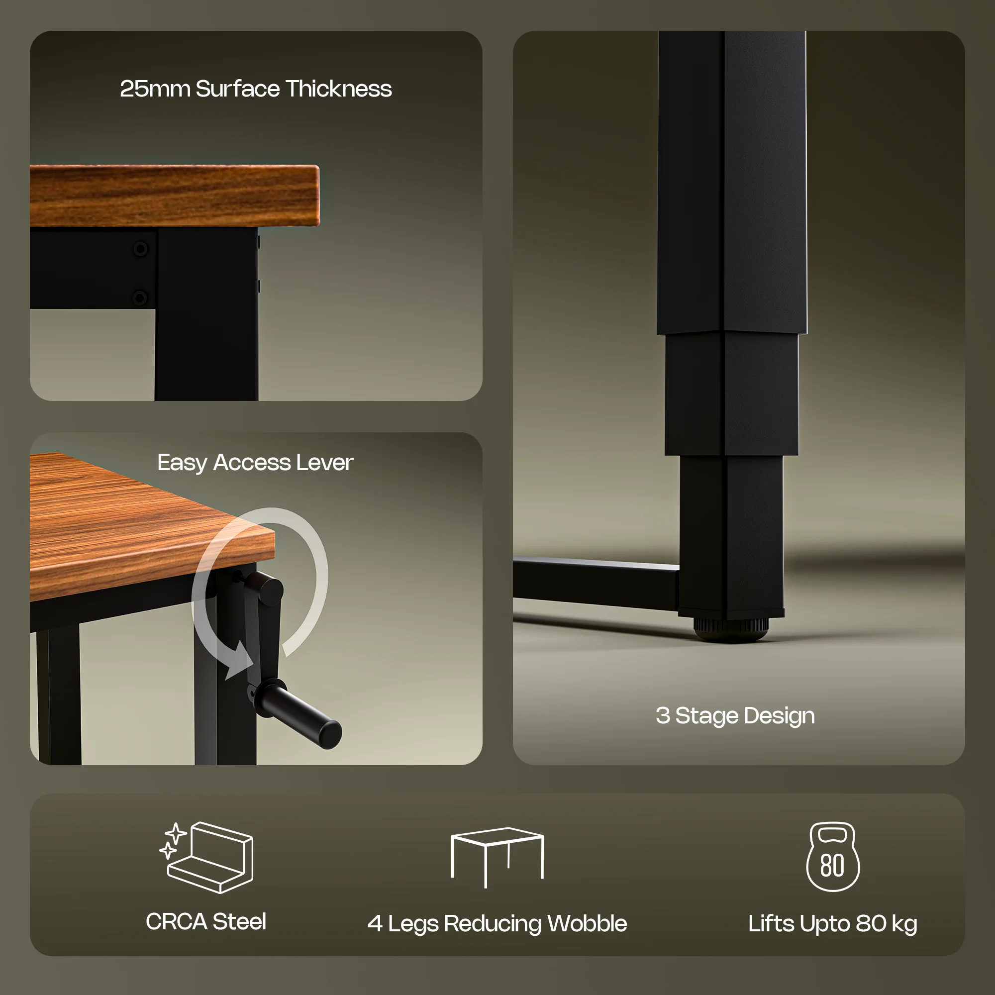 Green Soul Rise Manual Height Adjustable Table - Image 16