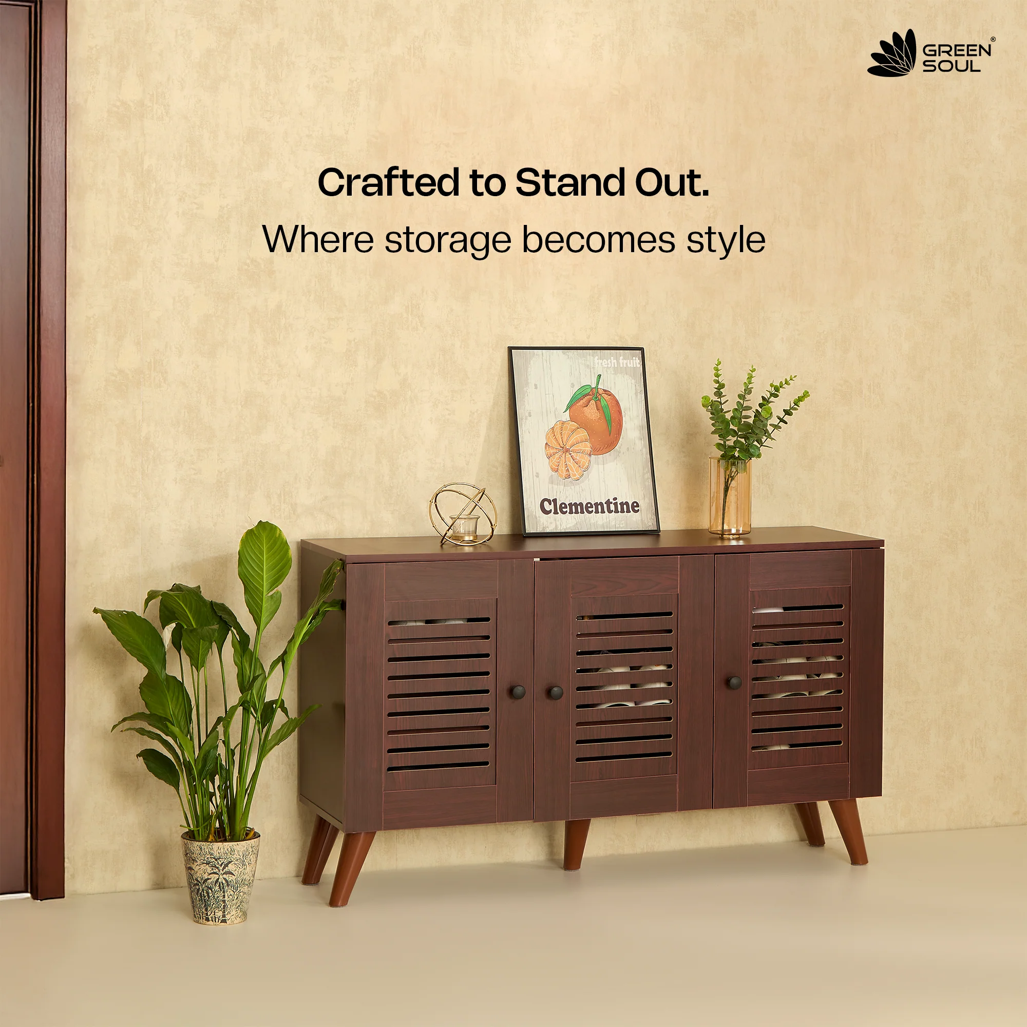 Green Soul Zuvio 3 Door Engineered Wood Ventilated Shoe Rack - Image 10