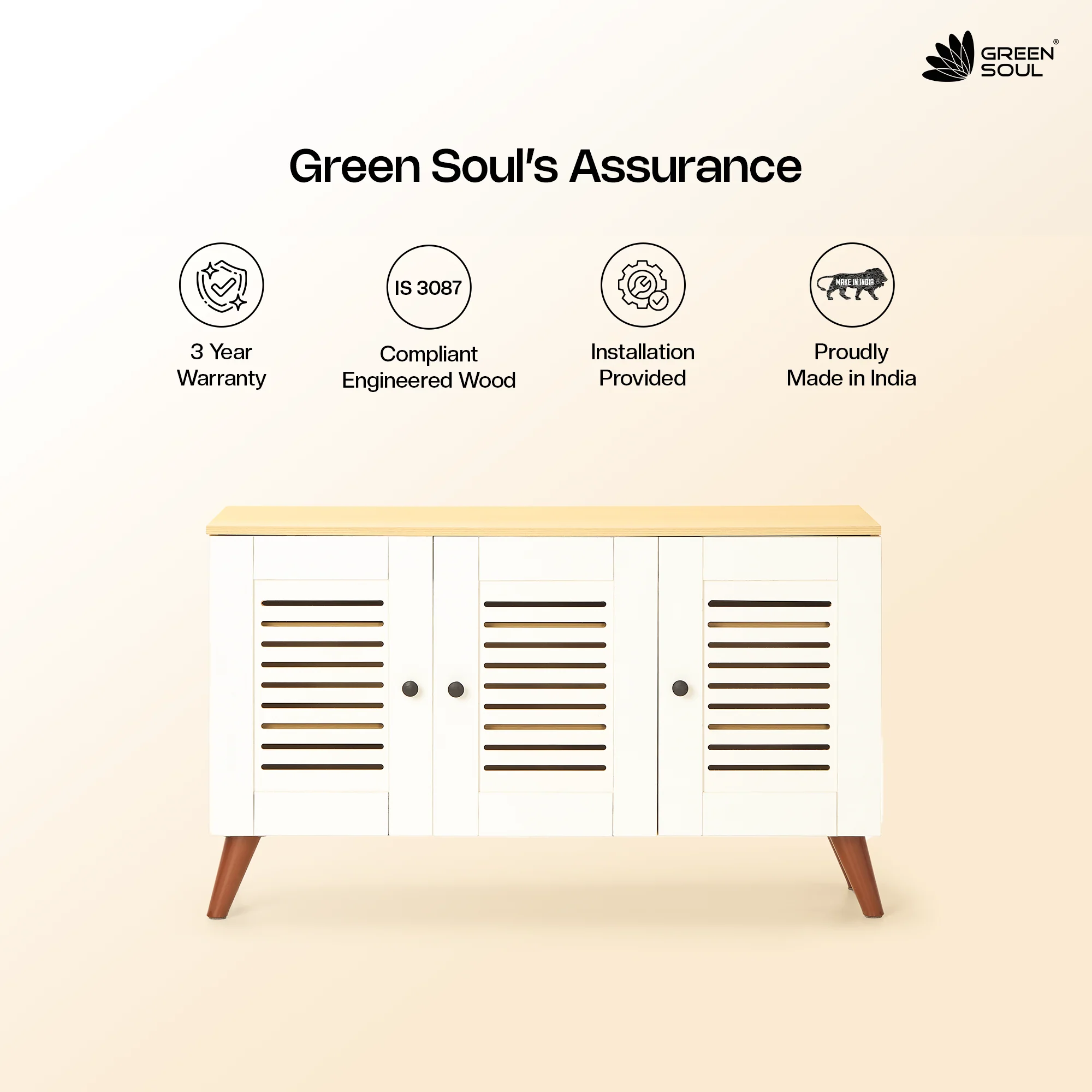 Green Soul Zuvio 3 Door Engineered Wood Ventilated Shoe Rack - Image 14