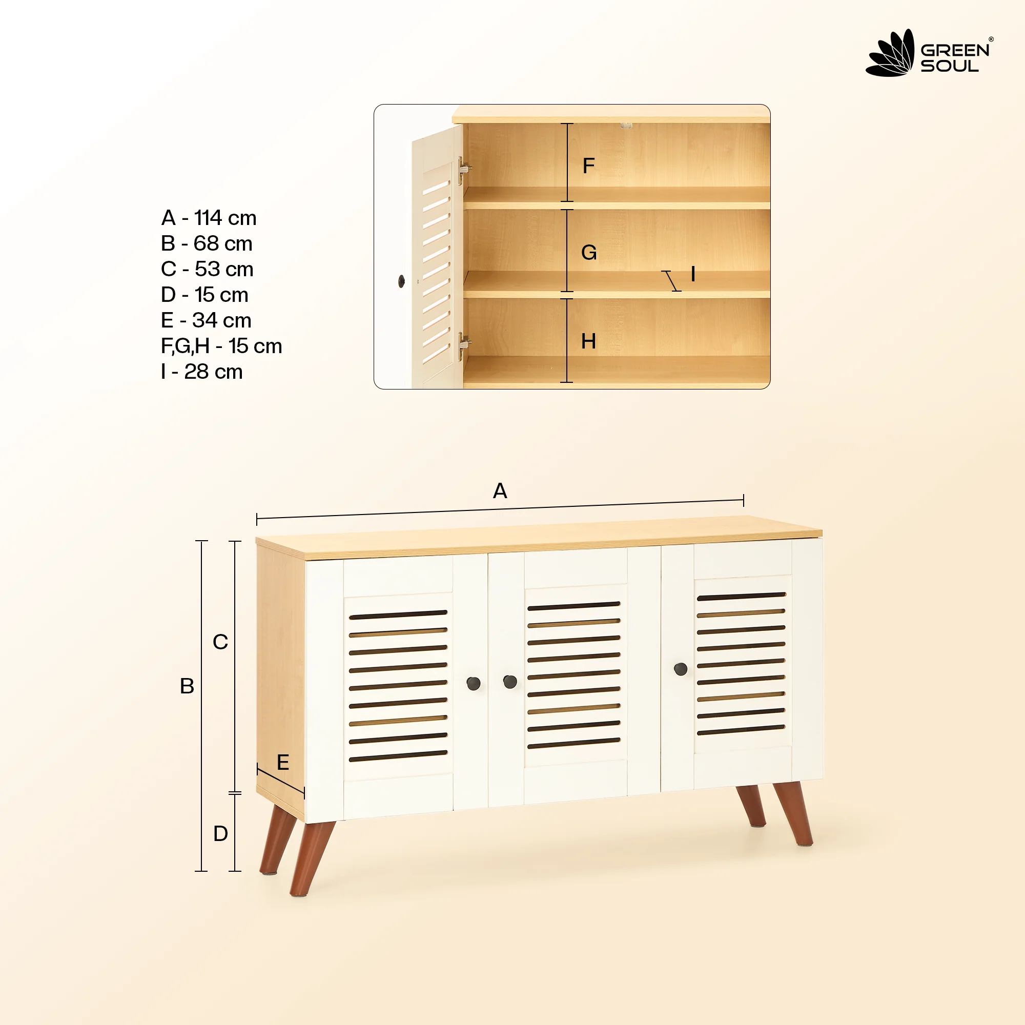 Green Soul Zuvio 3 Door Engineered Wood Ventilated Shoe Rack - Image 15