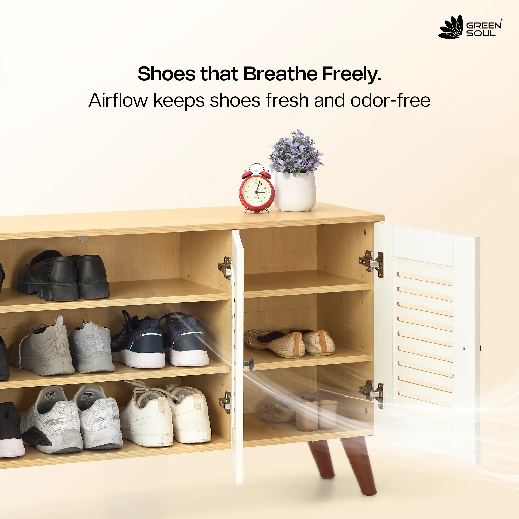 Green Soul Zuvio 3 Door Engineered Wood Ventilated Shoe Rack - Image 18