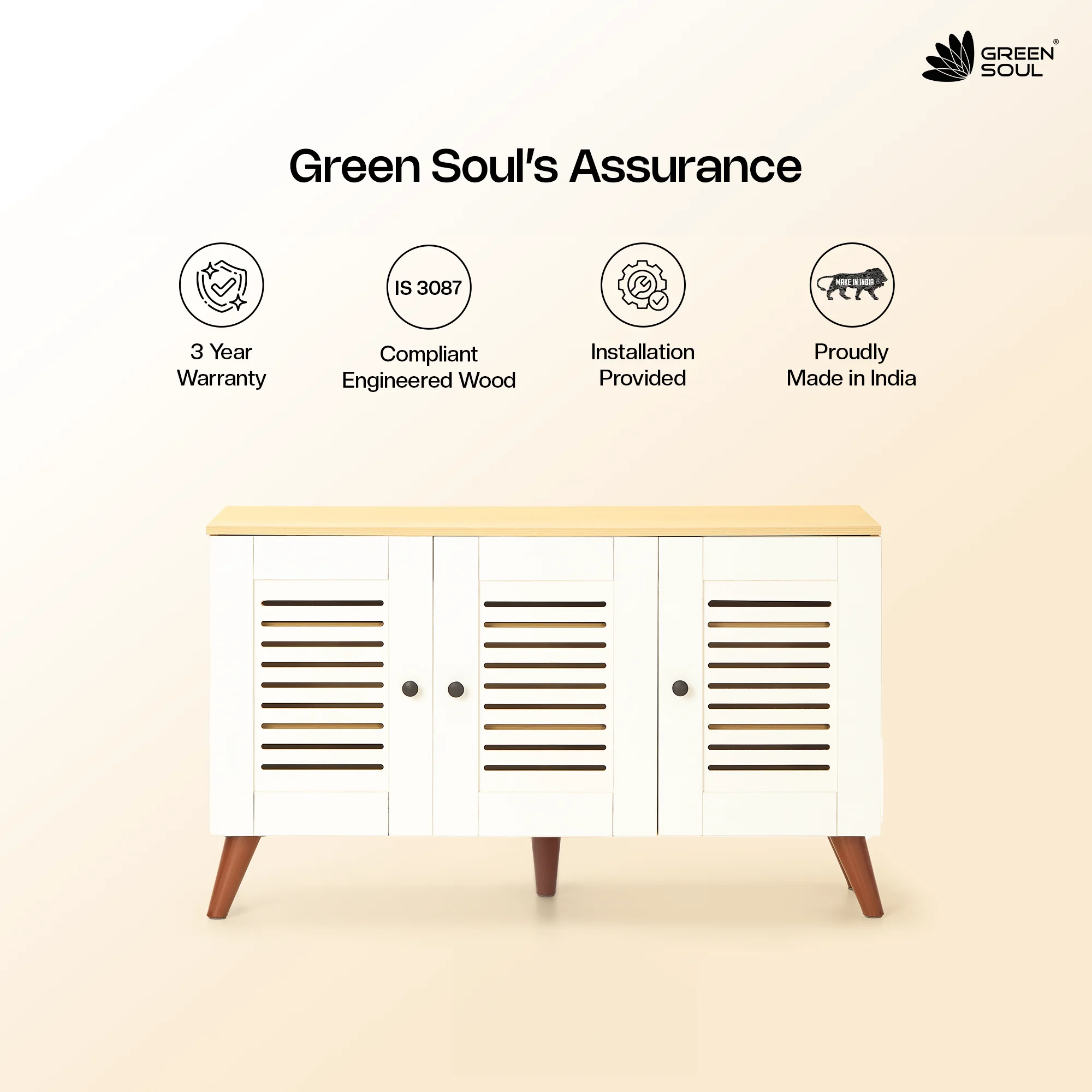 Green Soul Zuvio 3 Door Engineered Wood Ventilated Shoe Rack - Image 30