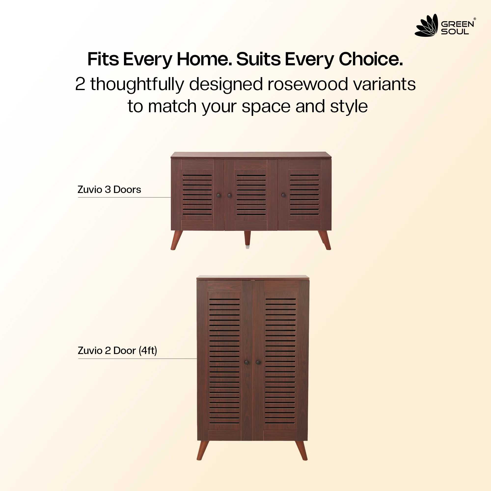 Green Soul Zuvio 3 Door Engineered Wood Ventilated Shoe Rack - Image 4