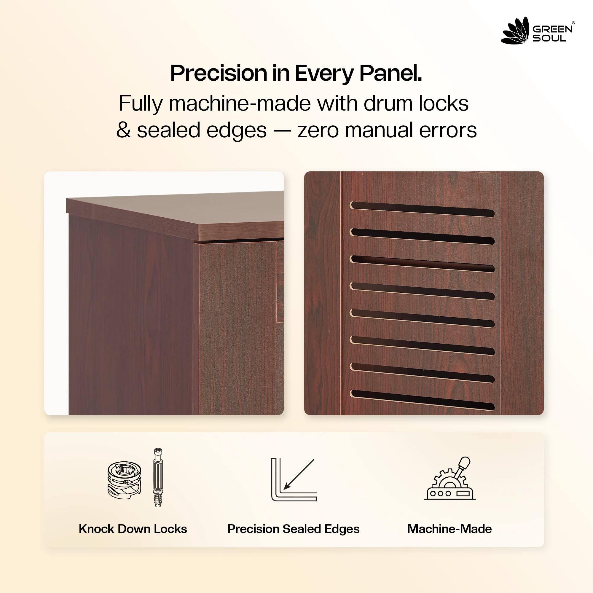 Green Soul Zuvio 3 Door Engineered Wood Ventilated Shoe Rack - Image 7